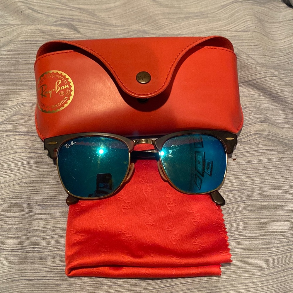Ray-Ban Clubmaster Sunglasses with Blue Lenses